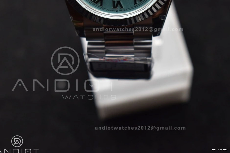 President 36 on EyeCatching 689 (Gain Dial Light vr3255 Weight) Blue Roman Steel SS 904L Bracelet Edition DayDate QF V5 Best 1031